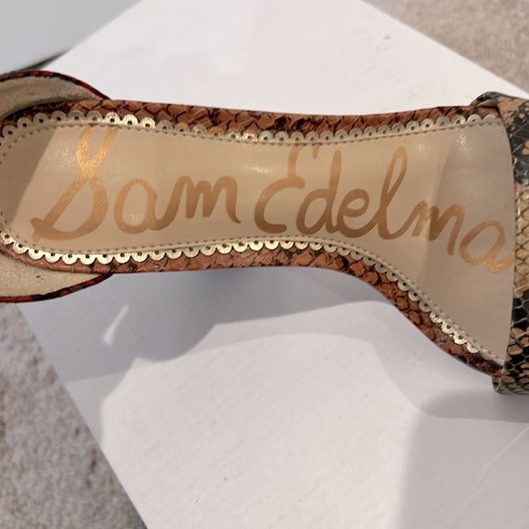 Sam Edelman Yaro Ankle Strap Multicolor Snake Print Heels - Picture 9 of 13